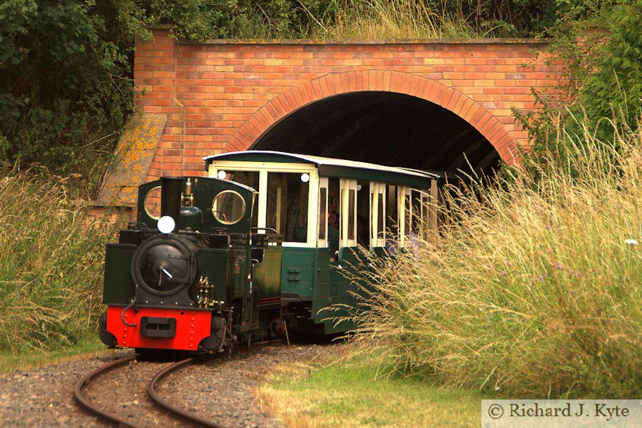 "Dougal" exits the tunnel, Evesham Vale Light Railway