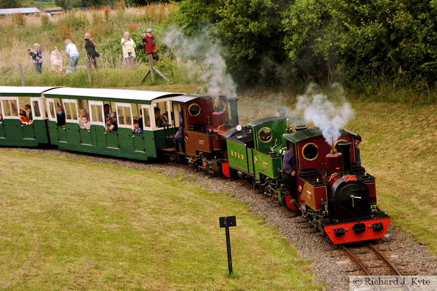 "Ruby", "St Egwin" and "Monty" on the Saturday Triple-Header Working, Evesham Vale Light Railway Heritage Transport Gala 2021