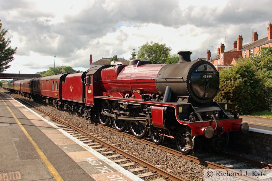 LMS 5XP Jubilee class no. 45699 Galatea passes through Evesham with the up Cotswold Venturer tour