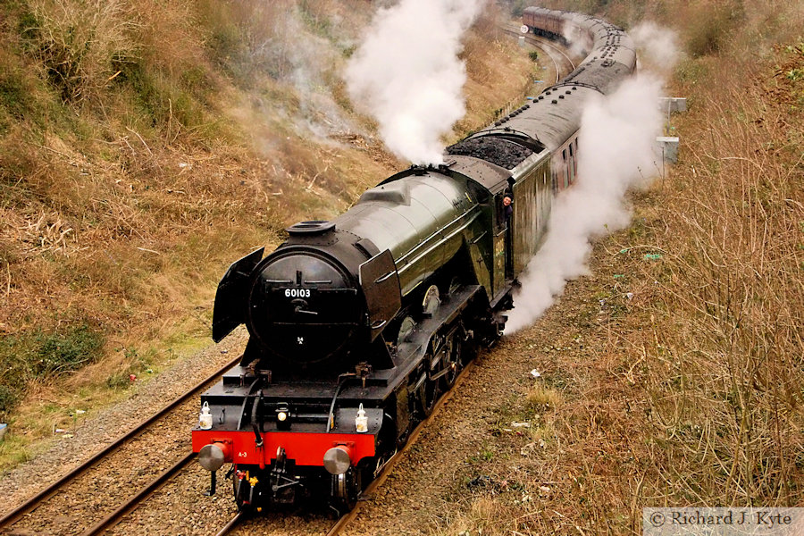 LNER A3 class no. 60103 "Flying Scotsman" approaches Evesham with the down "Cotswold Venturer" Railtour