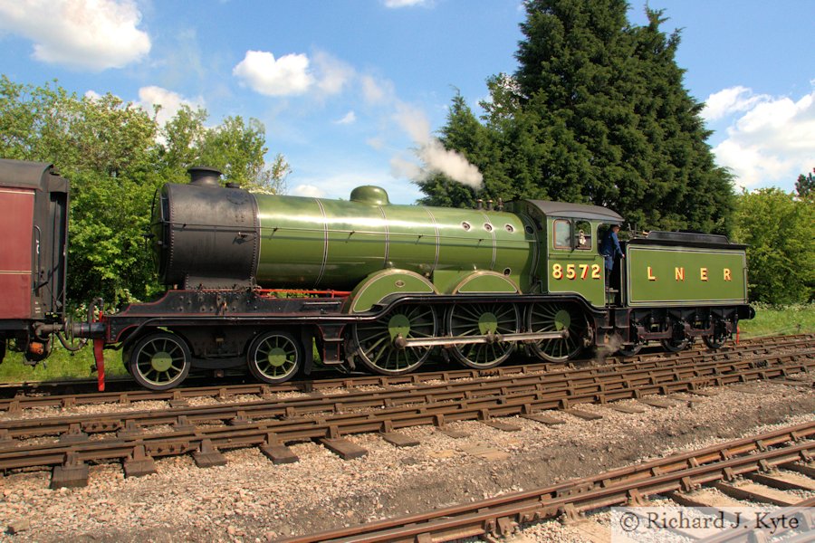 LNER B12 Class no. 8572 departs Toddington, Gloucestershire Warwickshire Railway Cotswold Steam Celebration
