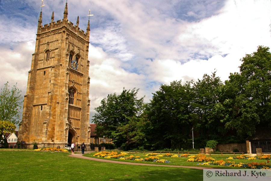 Evesham Bell Tower and Abbey Park Flowerbeds, Evesham, Worcestershire