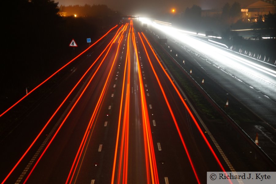 Light Trails on the M5 Motorway at Tewkesbury, Gloucestershire