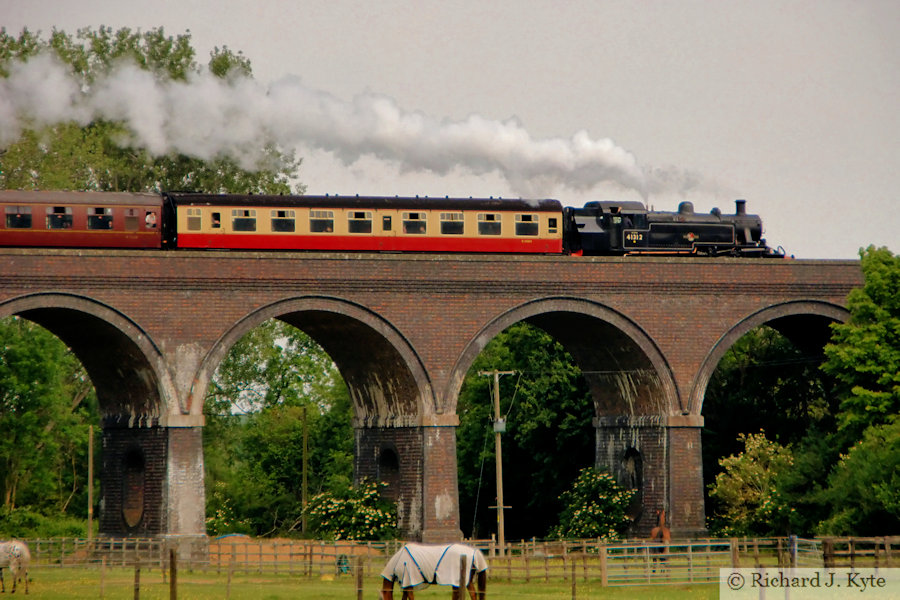 LMS Class 2MT no. 41312 crosses Stanway Viaduct heading for Broadway, Gloucestershire Warwickshire Railway "Cotswold Festival of Steam 2022"