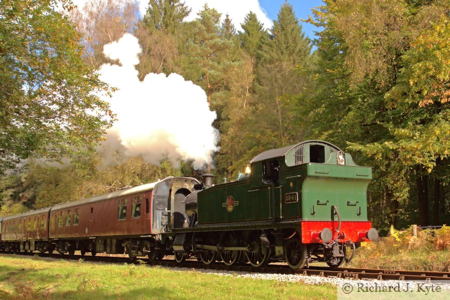 GWR 4575 class no. 5541 heads south from Parkend, Dean Forest Railway, Gloucestershire