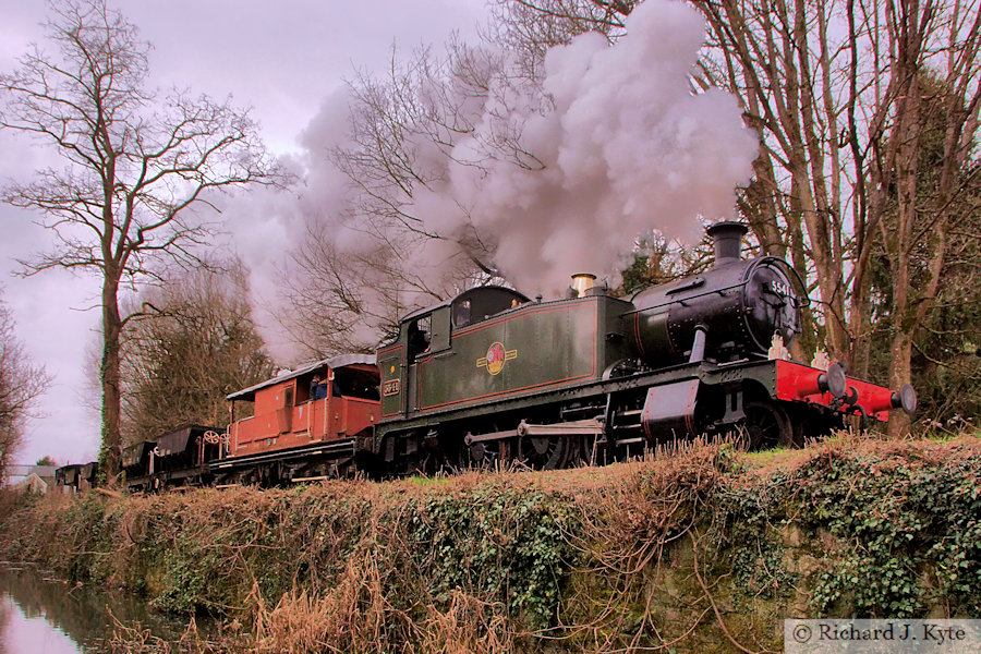 GWR 4575 class no. 5541 passes through St Mary's Halt with a Parkend-bound Freigh Train, Dean Forest Railway , Gloucestershire