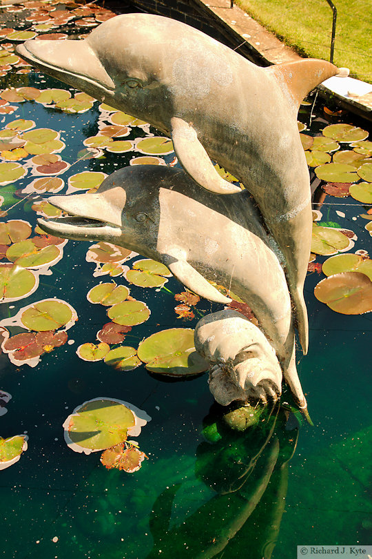 Dolphin Statue, Garden 28: "The Lenches", Eckington Open Gardens and Flower Festival 2022