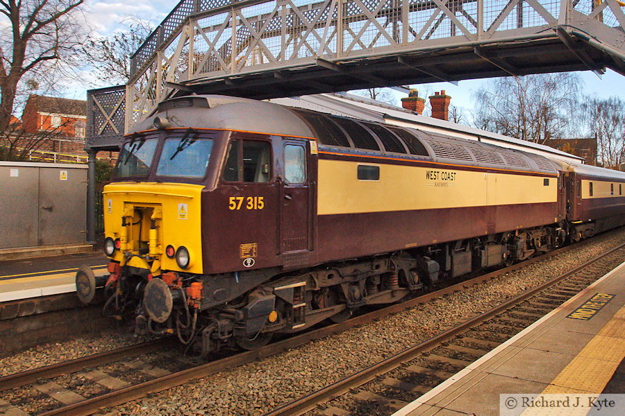 West Coast Railways Class 57 Diesel no. 57315 on a "Northern Belle" Dining Train at Evesham
