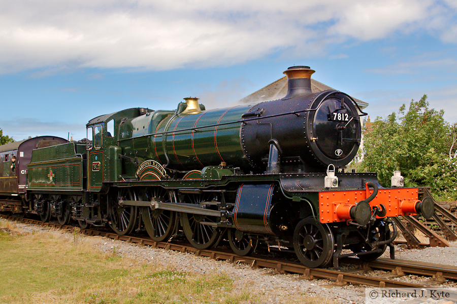 GWR "Manor" class no. 7812 "Erlestoke Manor" departs Minehead, West Somerset Railway