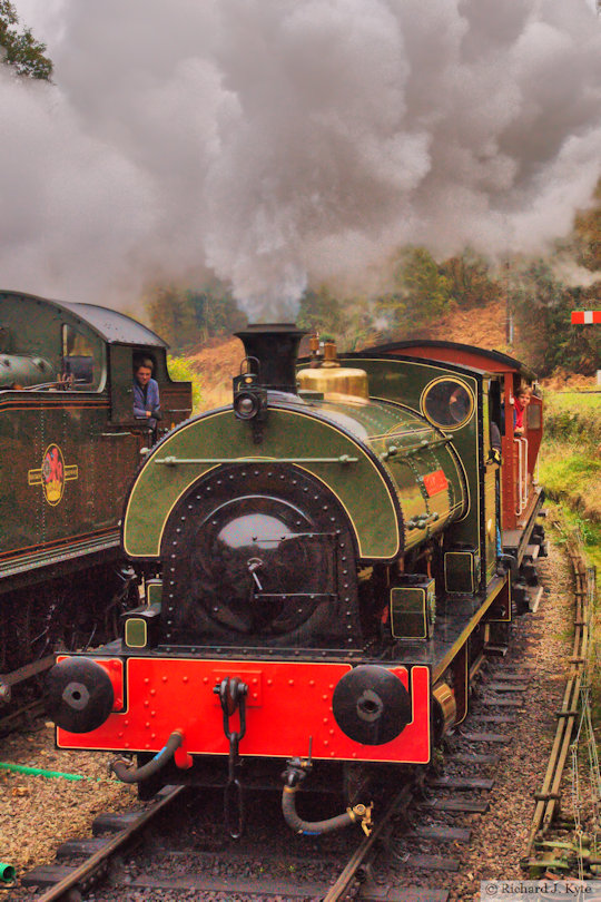 Peckett works no. 2147 "Uskmouth No. 1" on a brake van ride at Norchard, Dean Forest Railway, "Royal Forest of Steam" Gala