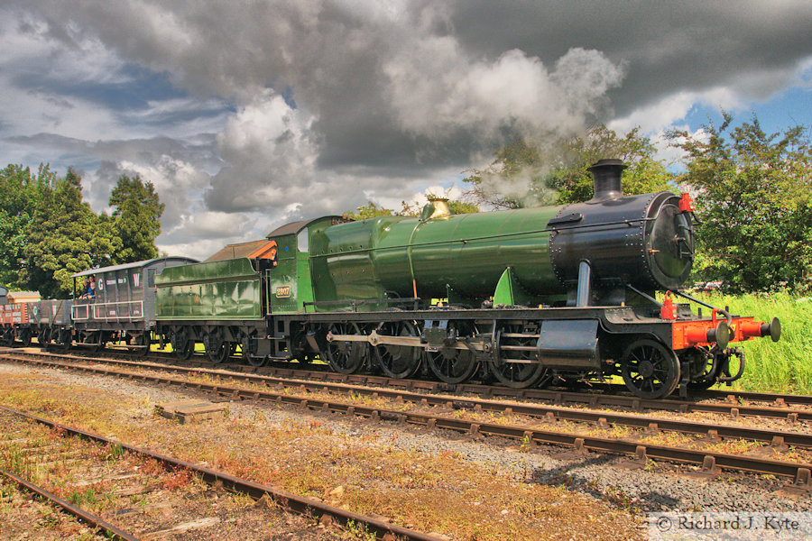 GWR 28XX class no. 2807 departs Toddington with a Freight Train, Gloucestershire Warwickshire Railway Spring Gala 2024
