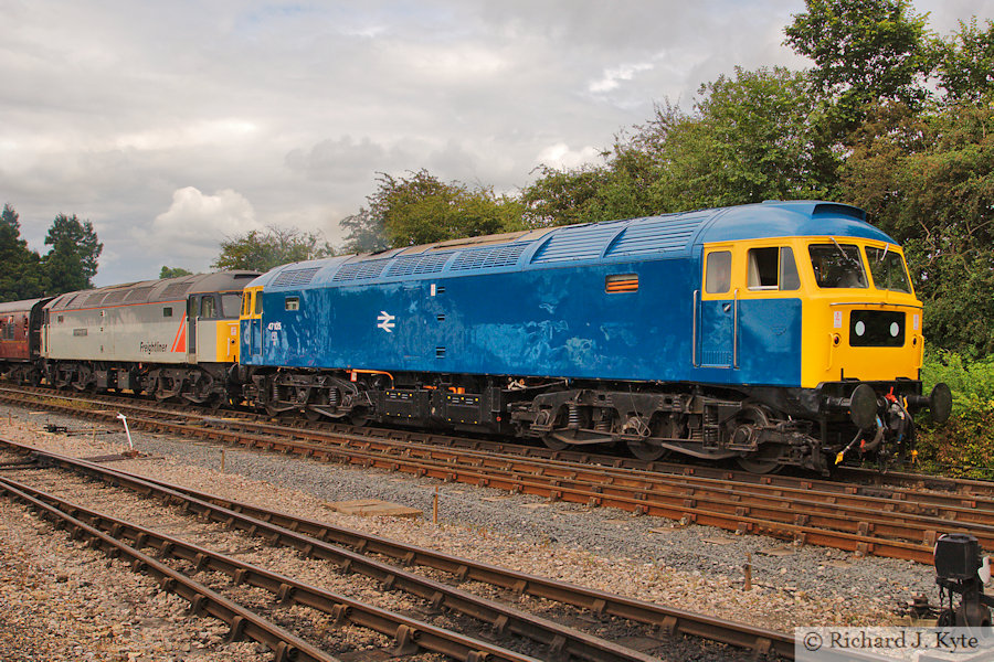 Class 47 Diesel no. 47105 pilots classmate no. 47376 "Freightliner 1995" at Toddington, Gloucestershire Warwickshire Railway Diesel Gala 2024