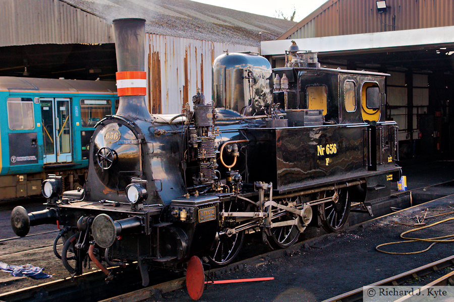 Danish State Railways F Class no. 656 on shed at Wansford, Nene Valley Railway