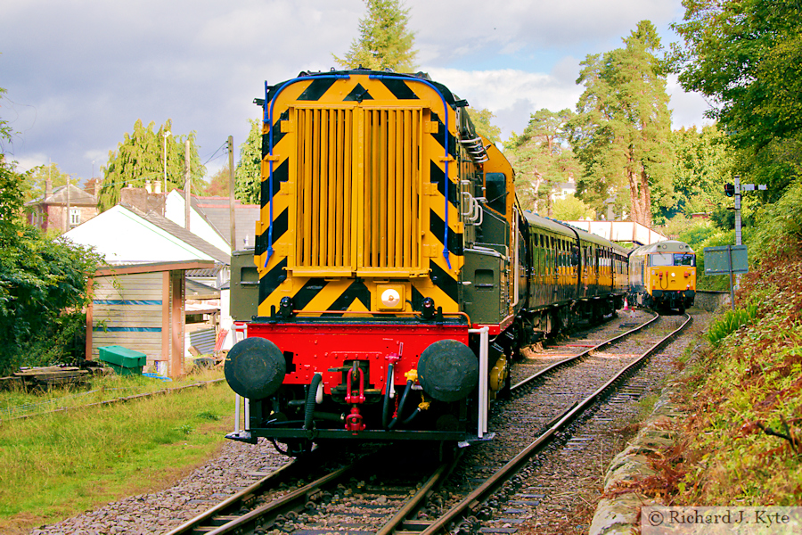 Class 09 Diesel no. 09106 "Railfreight" departs Parkend, Dean Forest Railway Diesel Gala 2025